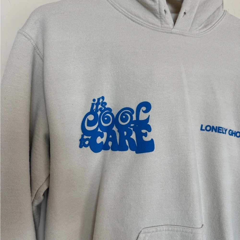 Lonely Ghost Cream It’s Cool to Care Hoodie size small - Picture 3 of 10